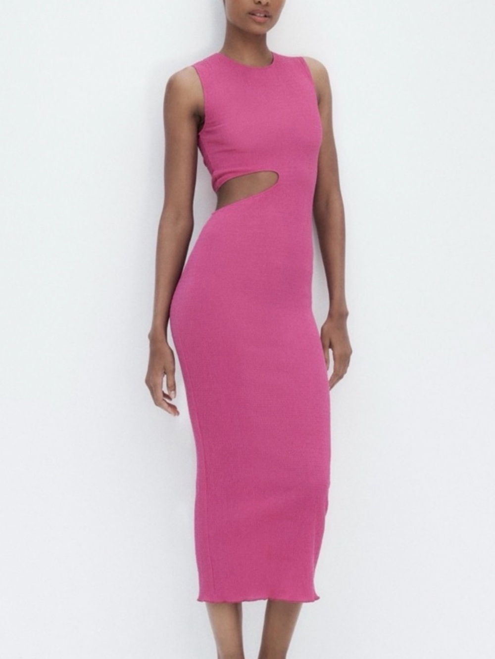 Zara Fuchsia Cutout Midi Dress